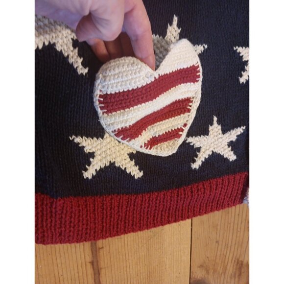 Marisa Christina Classic XL Vtg Stars & Stripes Hand Knit Sweater Vest Patriotic - Picture 3 of 9